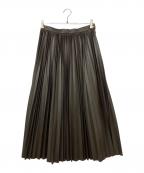 DRAWERドゥロワー）の古着「エコレザー プリーツスカート」｜ブラウン