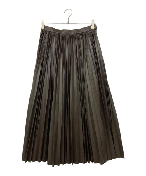 DRAWER（ドゥロワー）DRAWER (ドゥロワー) エコレザー プリーツスカート ブラウン サイズ:38の古着・服飾アイテム