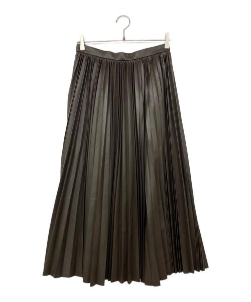 DRAWER（ドゥロワー）DRAWER (ドゥロワー) エコレザー プリーツスカート ブラウン サイズ:38の古着・服飾アイテム