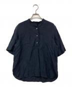 MARGARET HOWELLマーガレットハウエル）の古着「半袖シャツブラウス」｜ブラック