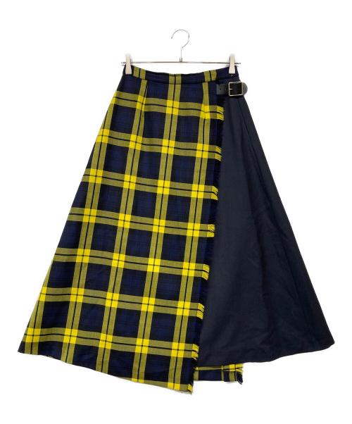 O'NEIL OF DUBLIN（オニールオブダブリン）O'NEIL OF DUBLIN (オニールオブダブリン) ツイード コンビネーションロングフレアスカート イエロー サイズ:８ 未使用品の古着・服飾アイテム