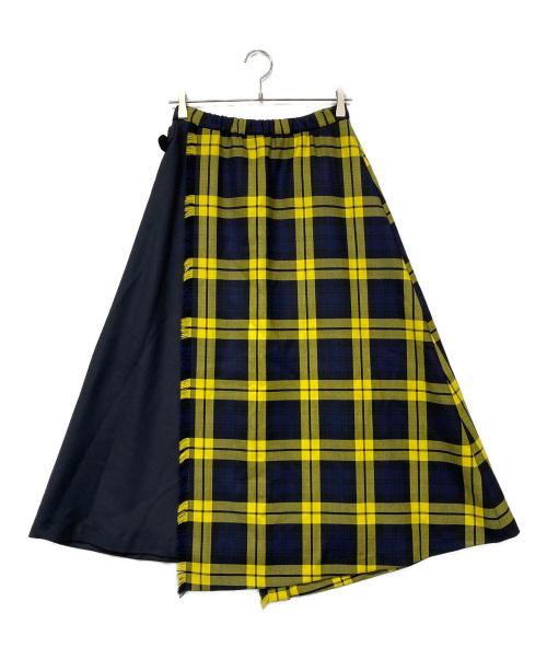 O'NEIL OF DUBLIN（オニールオブダブリン）O'NEIL OF DUBLIN (オニールオブダブリン) ツイード コンビネーションロングフレアスカート イエロー サイズ:８ 未使用品の古着・服飾アイテム