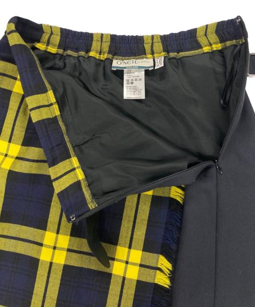 O'NEIL OF DUBLIN（オニールオブダブリン）O'NEIL OF DUBLIN (オニールオブダブリン) ツイード コンビネーションロングフレアスカート イエロー サイズ:８ 未使用品の古着・服飾アイテム