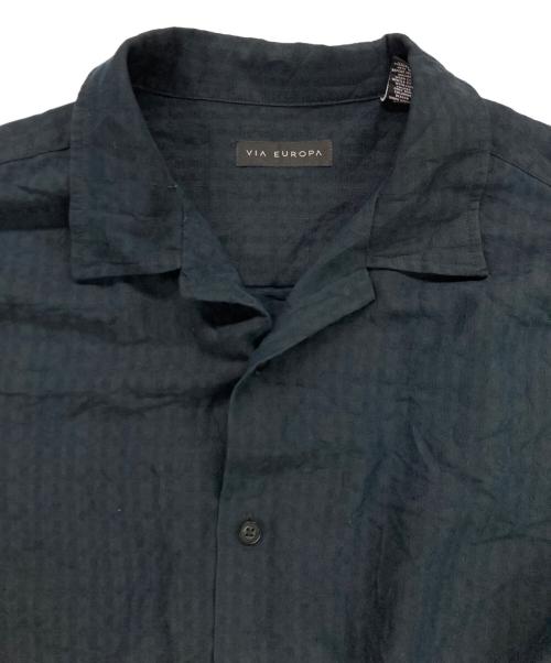 via europa（ヴィア ヨーロッパ）via europa (ヴィア ヨーロッパ) レーヨン混ワイドS/Sシャツ ブラック サイズ:XLの古着・服飾アイテム