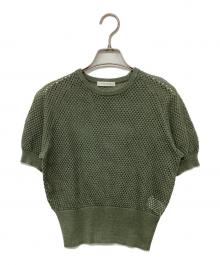 MACPHEE（マカフィー）の古着「リネンメッシュ ハーフスリーブプルオーバー」｜グリーン
