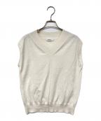 ebureエブール）の古着「Light Silk Cotton V Neck Sleeveless Knit Top」｜ホワイト