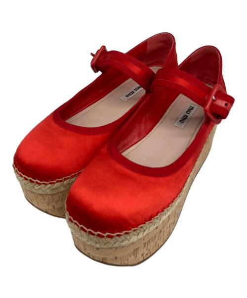 MIU MIU（ミュウミュウ）MIU MIU (ミュウミュウ) 厚底ウェッジソールシューズ レッド サイズ:36 1/2の古着・服飾アイテム