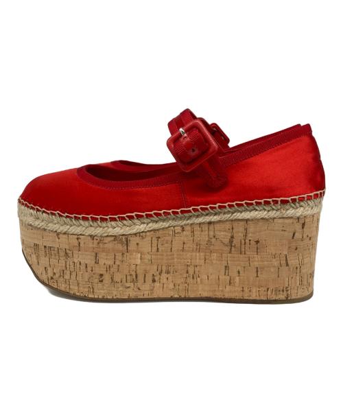 MIU MIU（ミュウミュウ）MIU MIU (ミュウミュウ) 厚底ウェッジソールシューズ レッド サイズ:36 1/2の古着・服飾アイテム