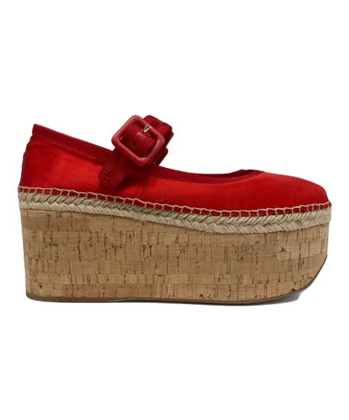MIU MIU（ミュウミュウ）MIU MIU (ミュウミュウ) 厚底ウェッジソールシューズ レッド サイズ:36 1/2の古着・服飾アイテム
