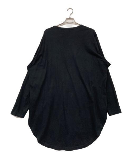 GROUND Y（グラウンドワイ）GROUND Y (グラウンドワイ) 30/- COTTON JERSEY JUMBO ROUNDED HEM LONG SLEEVE T-SHIRT ブラック サイズ:3の古着・服飾アイテム