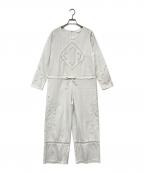 violette roomバイオレットルーム）の古着「エンブロイダリーオールインワン」｜ホワイト