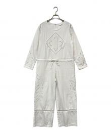 violette room（バイオレットルーム）の古着「エンブロイダリーオールインワン」｜ホワイト