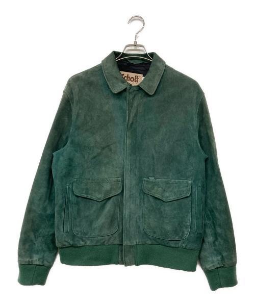 Schott（ショット）Schott (ショット) SUPREME (シュプリーム) Suede A-2 Jacket グリーン サイズ:Mの古着・服飾アイテム