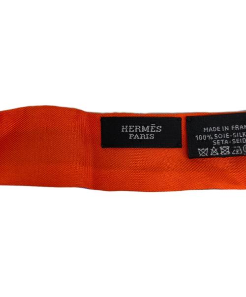 HERMES（エルメス）HERMES (エルメス) ツイリースカーフ オレンジ×ブルーの古着・服飾アイテム