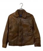 OLD GAPオールドギャップ）の古着「ジップレザージャケット」｜ブラウン