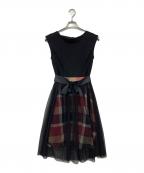 BLUE LABEL CRESTBRIDGEブルーレーベルクレストブリッジ）の古着「チュールレイヤードワンピース」｜ブラック