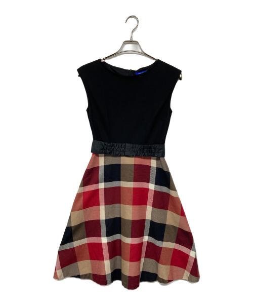 BLUE LABEL CRESTBRIDGE（ブルーレーベルクレストブリッジ）BLUE LABEL CRESTBRIDGE (ブルーレーベルクレストブリッジ) チュールレイヤードワンピース ブラック サイズ:36の古着・服飾アイテム