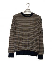 LOUIS VUITTON（ルイ ヴィトン）の古着「総柄ボーダーコットンニット」｜ブラウン