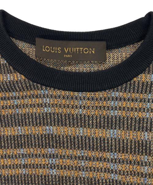 LOUIS VUITTON（ルイ ヴィトン）LOUIS VUITTON (ルイ ヴィトン) 総柄ボーダーコットンニット ブラウン サイズ:XSの古着・服飾アイテム
