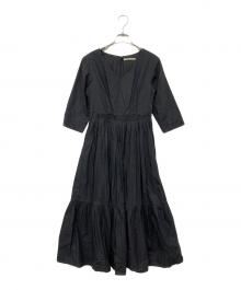 ne quittez pas（ヌキテパ）の古着「ポプリンソリッドピンタックワンピース」｜ブラック