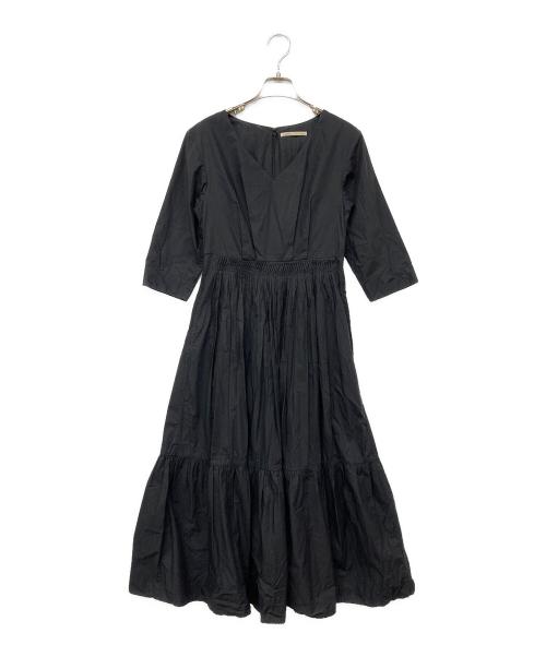 ne quittez pas（ヌキテパ）ne quittez pas (ヌキテパ) ポプリンソリッドピンタックワンピース ブラック サイズ:Sの古着・服飾アイテム