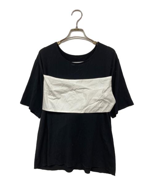 MM6 Maison Margiela（エムエムシックスメゾンマルジェラ）MM6 Maison Margiela (エムエムシックスメゾンマルジェラ) FABRIC INSERT T-SHIRT/半袖カットソー ホワイト×ブラック サイズ:Sの古着・服飾アイテム