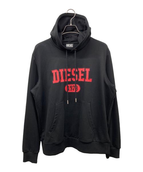 DIESEL（ディーゼル）DIESEL (ディーゼル) ロゴプリントパーカー ブラック サイズ:XLの古着・服飾アイテム