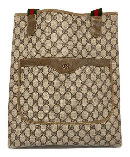 GUCCI（グッチ）GUCCI (グッチ) GGスプリーム シェリーライン トートバッグ ブラウンの古着・服飾アイテム