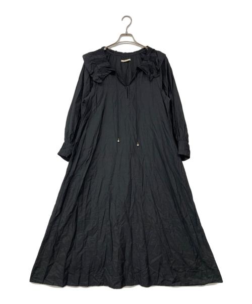 ne quittez pas（ヌキテパ）ne quittez pas (ヌキテパ) COTTON SILK PINTUCK COLLOR DRESS ブラック サイズ:Mの古着・服飾アイテム