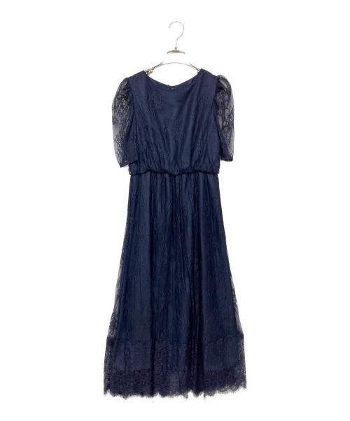 NOLLEY'S（ノーリーズ）NOLLEY'S (ノーリース) 総レースワンピース ネイビー サイズ:38の古着・服飾アイテム