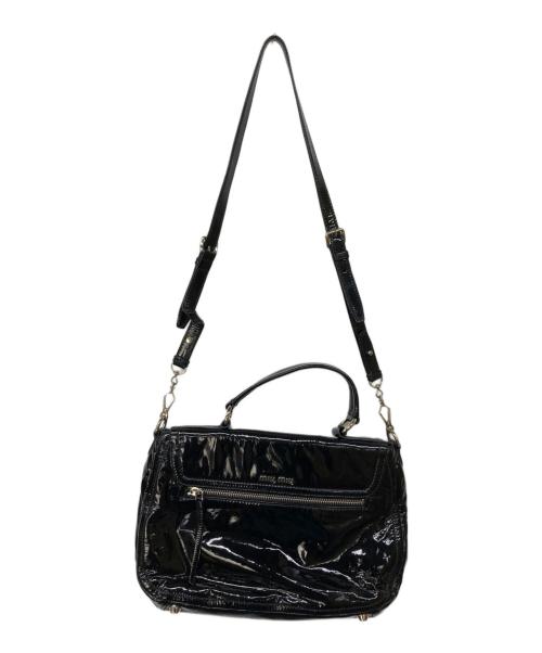MIU MIU（ミュウミュウ）MIU MIU (ミュウミュウ) エナメルショルダーバッグ ブラックの古着・服飾アイテム