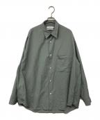 Graphpaperグラフペーパー）の古着「FINE WOOL TROPICAL OVERSIZED REGULAR COLLAR SHIRT」｜グリーン