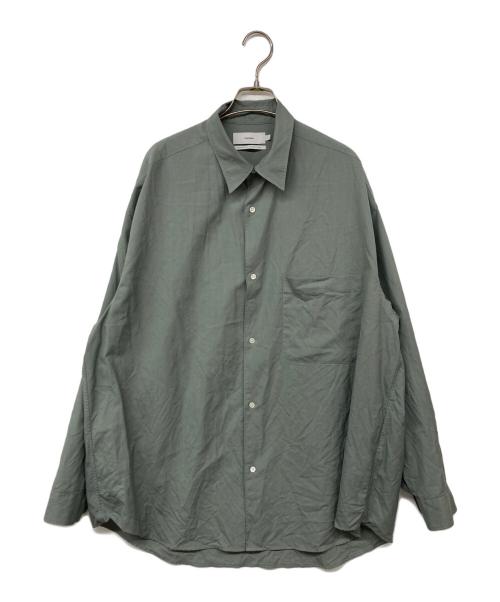 Graphpaper（グラフペーパー）Graphpaper (グラフペーパー) FINE WOOL TROPICAL OVERSIZED REGULAR COLLAR SHIRT グリーン サイズ:Fの古着・服飾アイテム