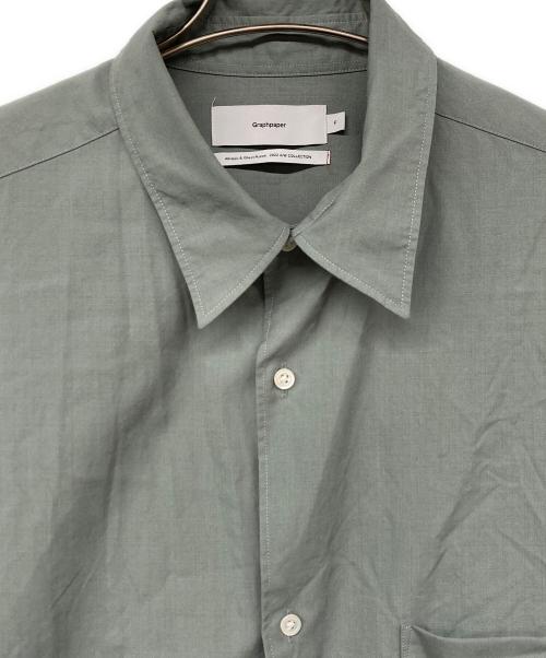 Graphpaper（グラフペーパー）Graphpaper (グラフペーパー) FINE WOOL TROPICAL OVERSIZED REGULAR COLLAR SHIRT グリーン サイズ:Fの古着・服飾アイテム