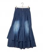 seytoセイト）の古着「Stripe layered flare denim pants」｜インディゴ