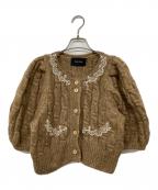 Simone Rochaシモーネ ロシャ）の古着「半袖ビジューニットカーディガン」｜ブラウン