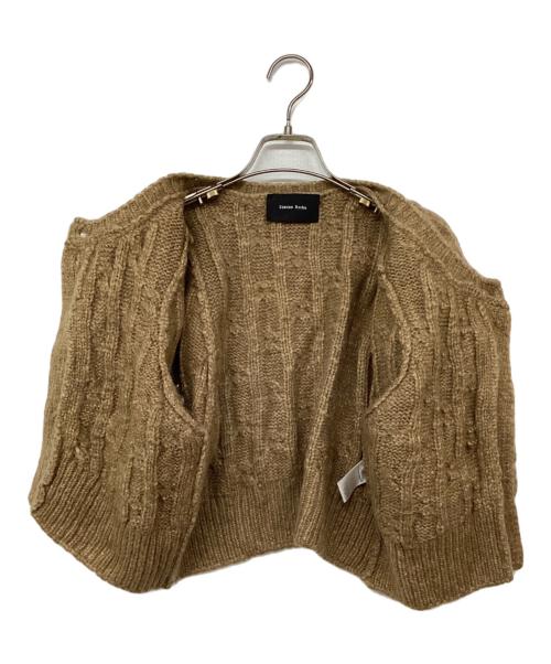 Simone Rocha（シモーネ ロシャ）Simone Rocha (シモーネ ロシャ) 半袖ビジューニットカーディガン ブラウン サイズ:Lの古着・服飾アイテム
