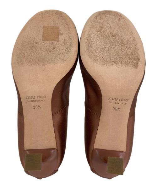 MIU MIU（ミュウミュウ）MIU MIU (ミュウミュウ) サテンバレエパンプス ブラウン サイズ:36 1/2の古着・服飾アイテム