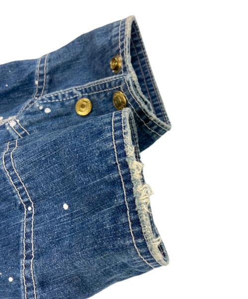 Schott（ショット）Schott (ショット) ペイント加工デニムカバーオール ブルー サイズ:Sの古着・服飾アイテム