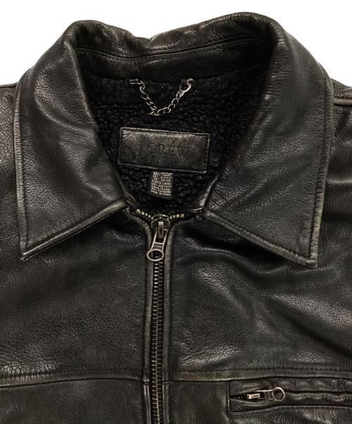 J.CREW（ジェイクルー）J.CREW (ジェイクルー) レザージップジャケット ブラック サイズ:Lの古着・服飾アイテム