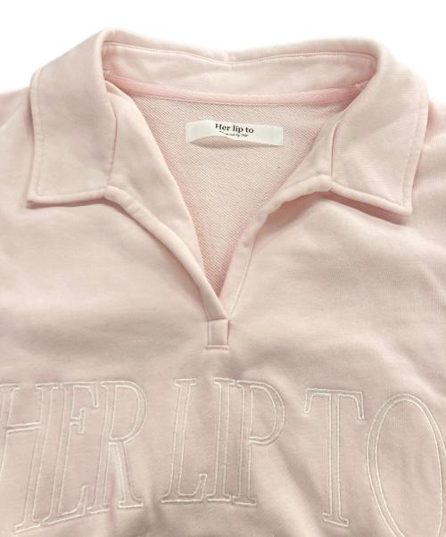 HER LIP TO（ハーリップトゥ）Her lip to (ハーリップトゥ) Embroidery Polo Sweatshirt ピンク サイズ:Fの古着・服飾アイテム