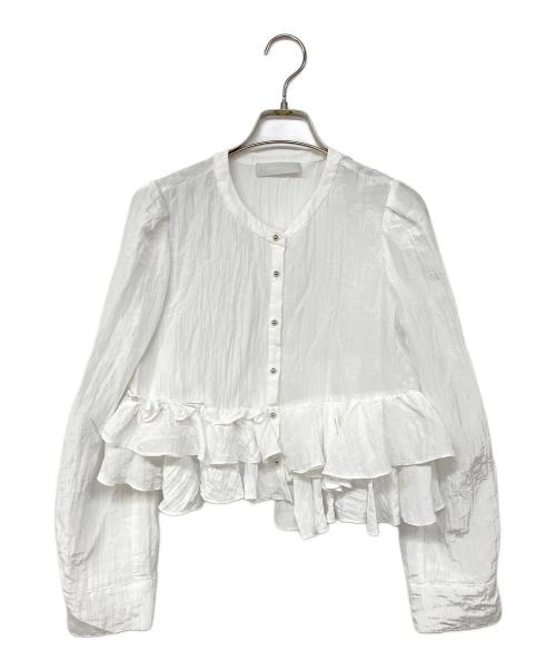 CELFORD（セルフォード）CELFORD (セルフォード) アシンメトリーペプラムフリルブラウス ホワイト サイズ:38の古着・服飾アイテム