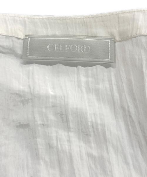 CELFORD（セルフォード）CELFORD (セルフォード) アシンメトリーペプラムフリルブラウス ホワイト サイズ:38の古着・服飾アイテム