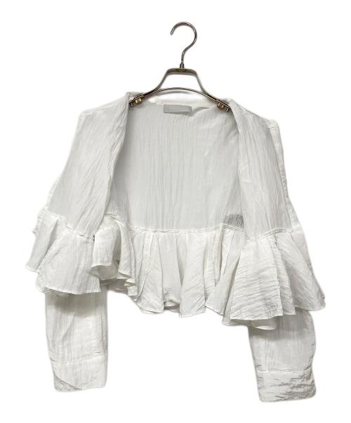 CELFORD（セルフォード）CELFORD (セルフォード) アシンメトリーペプラムフリルブラウス ホワイト サイズ:38の古着・服飾アイテム