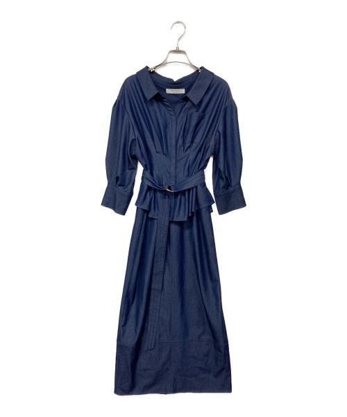 HER LIP TO（ハーリップトゥ）Her lip to (ハーリップトゥ) Belted Denim Effect Shirt Dress/デニムワンピース ネイビー サイズ:Sの古着・服飾アイテム