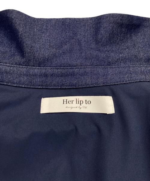 HER LIP TO（ハーリップトゥ）Her lip to (ハーリップトゥ) Belted Denim Effect Shirt Dress/デニムワンピース ネイビー サイズ:Sの古着・服飾アイテム