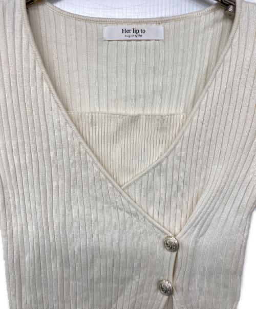 HER LIP TO（ハーリップトゥ）HER LIP TO (ハーリップトゥ) Cache-Coeur Knit Pullover ホワイト サイズ:Mの古着・服飾アイテム