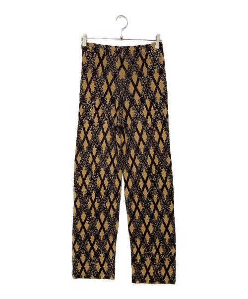 DRIES VAN NOTEN（ドリスヴァンノッテン）DRIES VAN NOTEN (ドリスヴァンノッテン) アーガイルラメニットパンツ ブラック×ベージュ サイズ:XSの古着・服飾アイテム