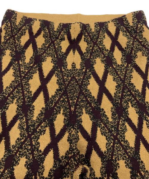DRIES VAN NOTEN（ドリスヴァンノッテン）DRIES VAN NOTEN (ドリスヴァンノッテン) アーガイルラメニットパンツ ブラック×ベージュ サイズ:XSの古着・服飾アイテム