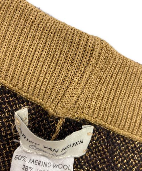 DRIES VAN NOTEN（ドリスヴァンノッテン）DRIES VAN NOTEN (ドリスヴァンノッテン) アーガイルラメニットパンツ ブラック×ベージュ サイズ:XSの古着・服飾アイテム